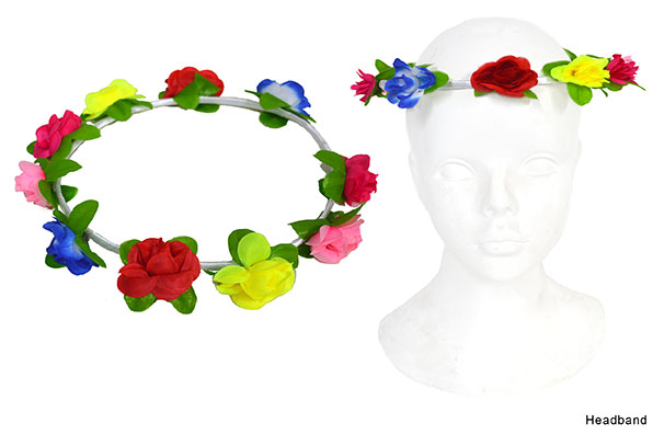 Headband flowers multicolor | De Feestfabriek